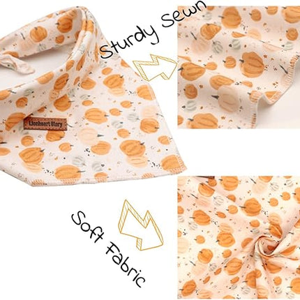 Lionheart glory Dog Bandana 1 Pack Washable Soft Cotton Halloween Pumpkin Bibs Scarf, Adjustable Kerchief Square Dog Bandanas for Small Dogs