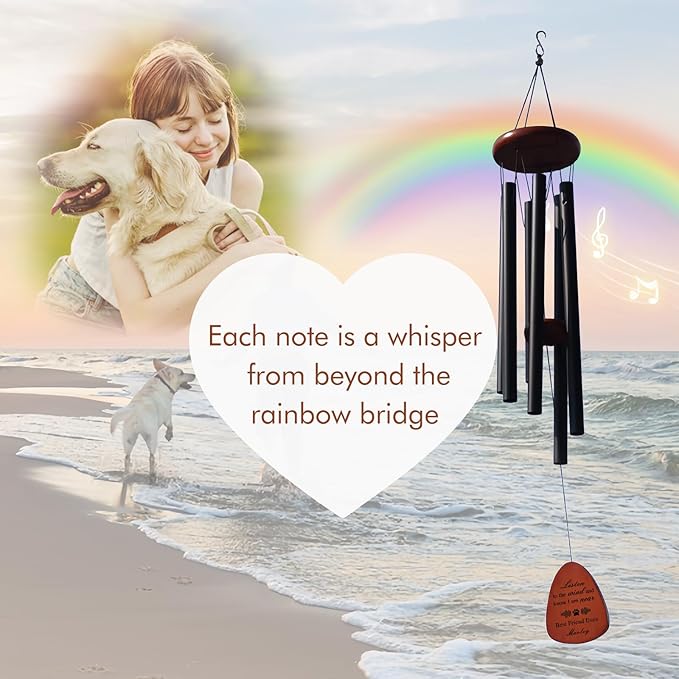 Funnylife Personalized Pet Memorial Wind Chime, Dog Memorial Gifts Pet Loss Sympathy Gifts Thoughtful Dogs and Cats Remembrance Outdoor Bereavement Memory Wind Chime 26"