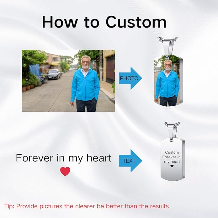 Personalized Ashes Necklace for Men Women Pet Custom Photo Text Urn Necklace Customized Engraving Holder Memorial Cremation Jewelry Keepsake Memorial Gifts