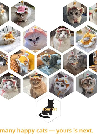 Cat Part Hat with Ear Holes and Adjustable tie, Soft Polyester, Washable| Cute Flower Party Hat for Cats 4–16 lbs, Holiday & Photo Outfit