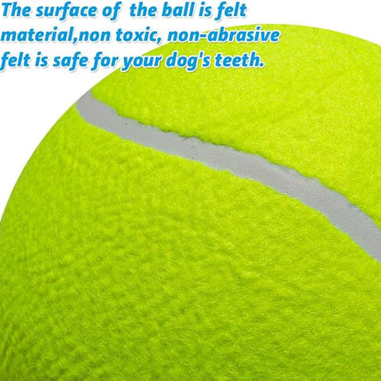 9.5" Large Dog Tennis Balls, 2 Pack Interactive Pet Toys for Playing Training Outdoor Indoor, Oversize Rubber Inflatable Dog Ball with Pump & Needle for Small Medium Large Dogs