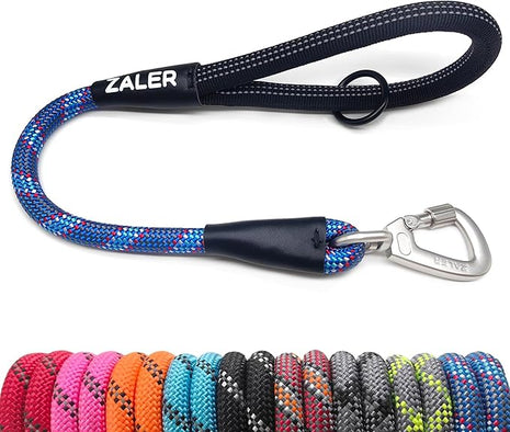 ZALER Short Dog Leash, 18 Inches Rope Traffic Leashes for Dogs, Reflective Dog Lead with O-Ring, Heavy Duty Pet Leash for Large and Medium Dogs (18" Dark Blue)