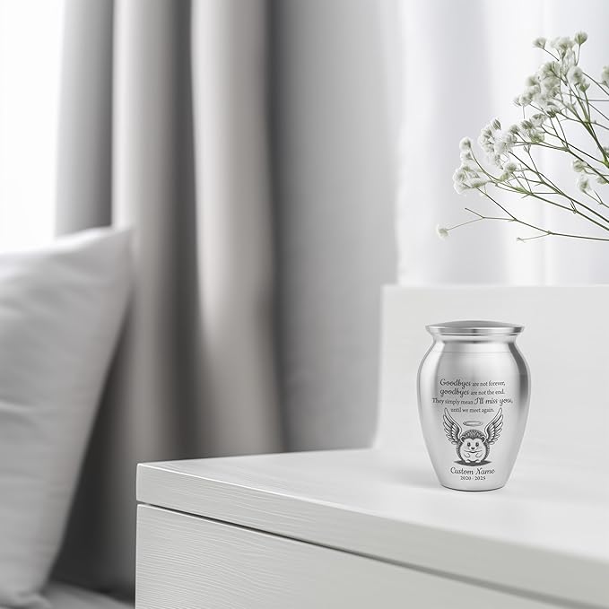 Artsy Woodsy Personalized Hedgehog Pet Memorial Cremation Mini Urn, Decorative Keepsake Small Urns for Ashes 2.56 inch, Remembrance Gifts for Pet Lovers in Loving Memory (07, 2.56x1.77)