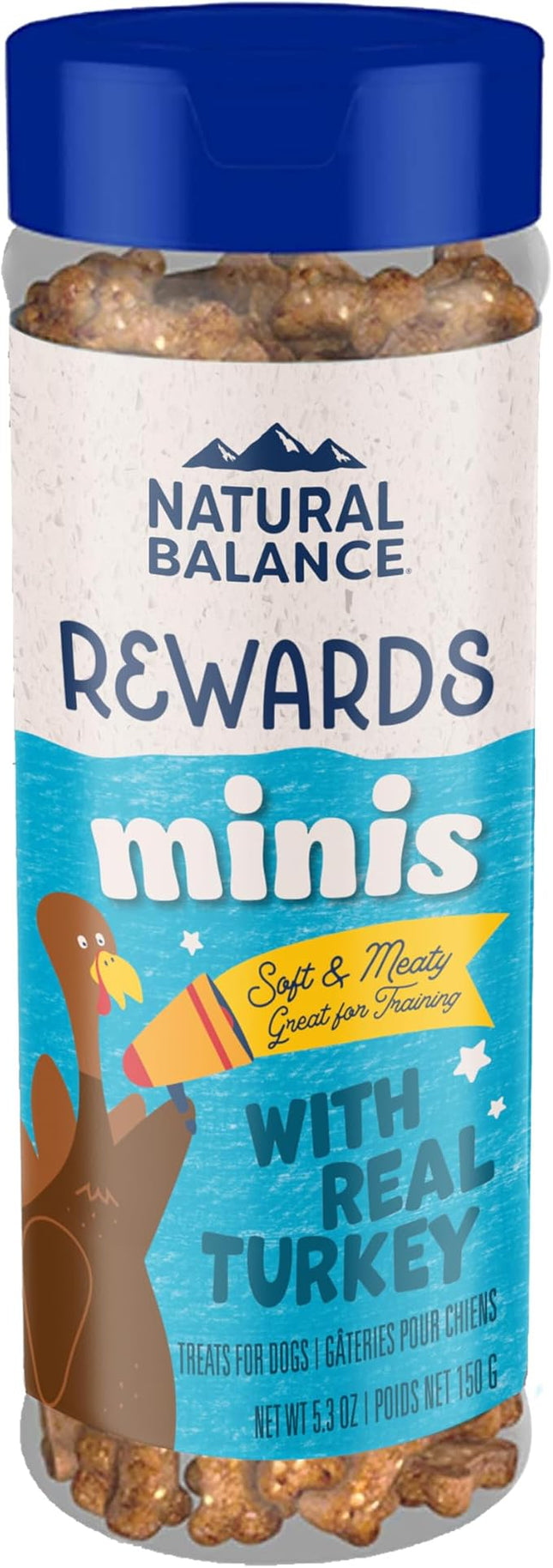 Natural Balance Limited Ingredient Mini-Rewards Turkey Grain-Free Dog Training Treats for Dogs | 5.3-oz. Canister