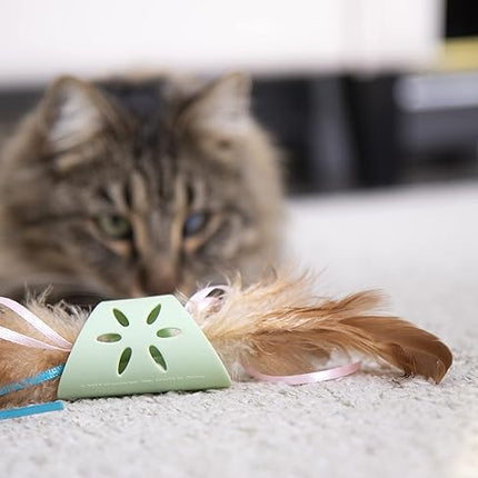 SmartyKat Flutter Roller Feather & Ribbon Chase Cat Toy - Green, One Size