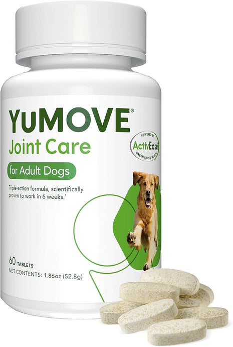 YuMOVE Hip & Joint Supplement for Dogs with Glucosamine, Hyaluronic Acid, Green Lipped Mussel & Omega 3 Joint Supplement - Regular and Advanced Strength (60ct, Chewable Tablets)