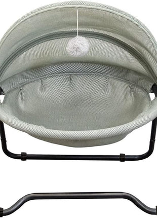 Cat Bed Cat Hammock Bed Elevated cat Bed, Comfortable and Breathable Pet Bed with Awning and Plush Toy, No-Tools Assemble, Cover Removable and Washable, Suitable for Indoor and Outdoor Use