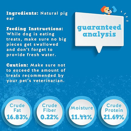 Jack&Pup Natural Half Pig Ears for Dogs Large, Pigs Ears for Dogs - Premium Dog Ear Treat - Dog Chew Treats for Large and Small Breeds (5 Pack)