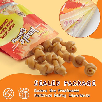 Jungle Calling Peanut Butter Dog Treats, Dental Puppy Chews, Rawhide-Free Bones for Small Dogs, 2.5''