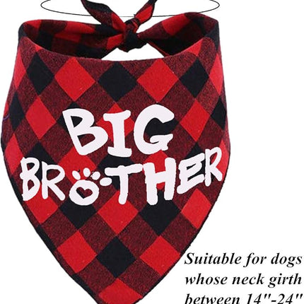Big Brother Dog Bandana,Buffalo Plaid Pet Pregnancy Announcement Scarf