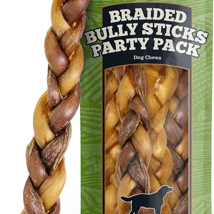 Redbarn Pet Products All Natural 8"-12" Braided Bully Sticks for Medium & Large Dogs - Healthy Long Lasting Beef Chews Variety Party Pack - Single Ingredient Low Odor Rawhide Free - 1 lb Bag