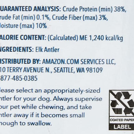 Amazon Brand - Wag Dog Elk Antler Chew, Naturally Shed, Whole, Medium 6-7.5 inches (Best for Dogs 15-30 lbs), 2.90 Ounce (Pack of 4)