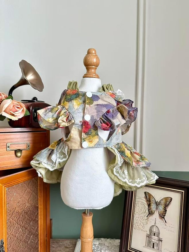 Fashion Sweet Puppy Dog Lace Princess Dress for EXTRAL Small and Small Dog B-Matcha Green X-Large