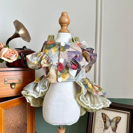 Fashion Sweet Puppy Dog Lace Princess Dress for EXTRAL Small and Small Dog B-Matcha Green Medium