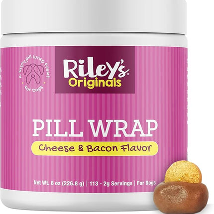 Riley's Pill Wrap for Dogs - Delicious Cheese & Bacon Flavored Pill Paste for Dogs - Wrap Pills, Capsules, Tablets in a Pocket or Pouch to Mask The Taste & Make Medicating Easy - 8 oz