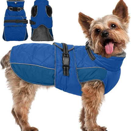 QBLEEV Warm Dog Jacket - Reflective, Adjustable Winter Coat with Turtleneck for Cold Weather, Waterproof Fleece Snowsuit for Small, Medium, Large Dogs