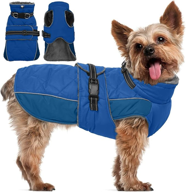 QBLEEV Warm Dog Jacket - Reflective, Adjustable Winter Coat with Turtleneck for Cold Weather, Waterproof Fleece Snowsuit for Small, Medium, Large Dogs