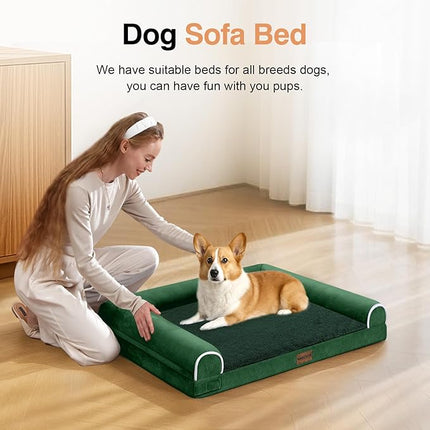 Small Dog Bed Orthopedic Washable: Beds Bolster Small Sized Dogs Bed Egg Crate Foam Couch Sofa Waterproof with Removable Cover - Emerald
