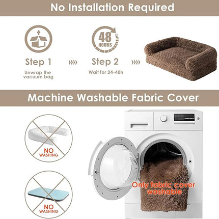 EHEYCIGA Foldable Human Dog Bed, 72"x44"x11" Orthopedic Memory Foam Human Sized Dog Bed, Waterproof Pet Bed for People, Faux Fur Pet Couch for Adult with Non-Slip Bottom, Brown