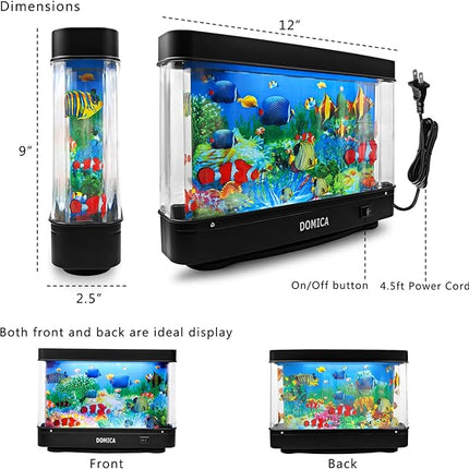 Fake Fish Tank with Moving Fish, Decorative Aquarium Lamp, Artificial Tropical Marine Tank, LED Mood Light Office Table Light, Fun Gifts