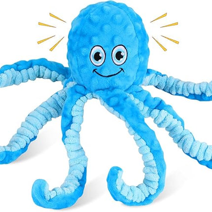 Squeaky Dog Toys Octopus Stuffed Crinkle Toy, Puppy Chew Toys for Teething, Durable Tug of War Interactive Plush Dog Toys for Puppies Small, Medium, and Large Dogs