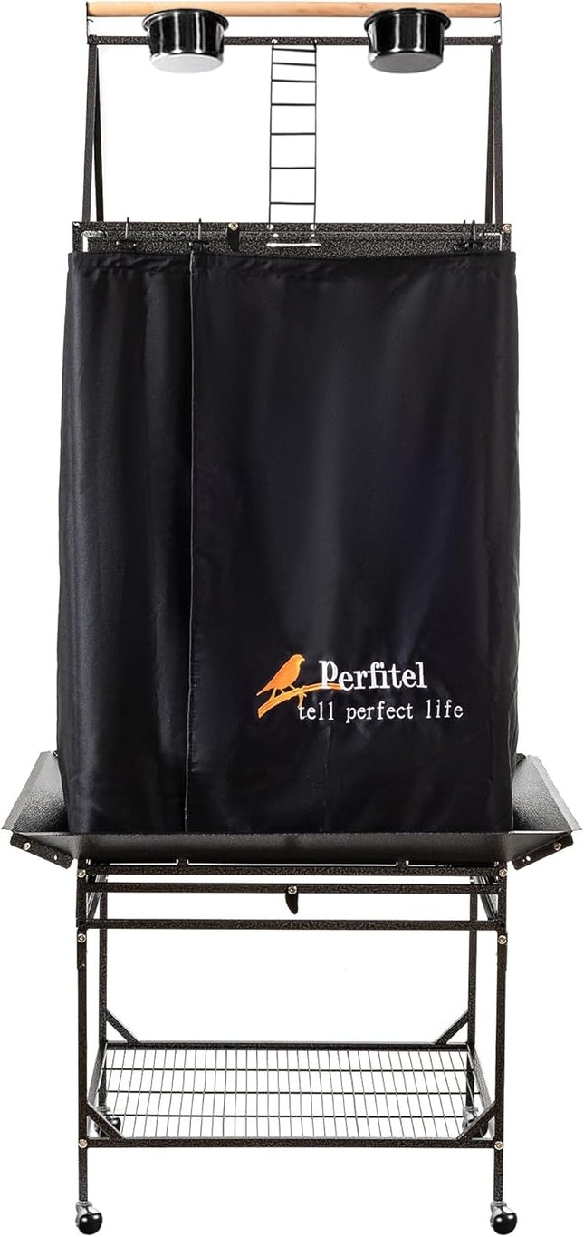 Bird Cage Cover(Black) Good Night Birdcage Cover Black-Out Birdcage Cover Durable Breathable Washable Material… (61 inch)