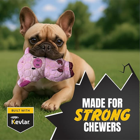 Bite Force -Durable & Strong Dog Toy Pig with Squeaker, Kevlar-Reinforced for Aggressive Chewers for Small Medium Large Dogs - Green.