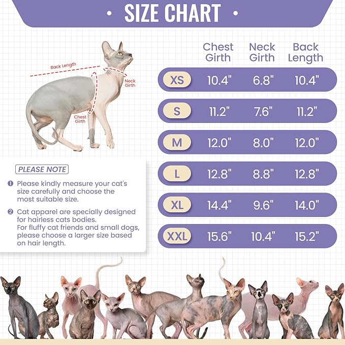 DENTRUN Sphynx Hairless Cats Shirt Pullover Kitten T-Shirts, Breathable Cat Wear Turtleneck Sweater Adorable Cat's Clothes Vest Pajamas Jumpsuit