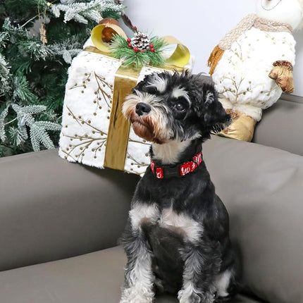 ARING PET Christmas Dog Collar Cute Red Snowflakes Dog Collar, Adjustable Cotton Christmas Dog Collars Puppy Collar for Small Medium Large Dogs