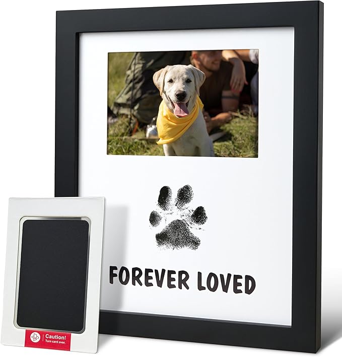 Dog Memorial Gifts for Loss of Dog – Pet Memorial Frame for 4x6 Photo & Inkless Paw Print Kit – Sympathy Gift for Pet Loss, Bereavement, Remembrance Rainbow Bridge Keepsake for Pet Lovers