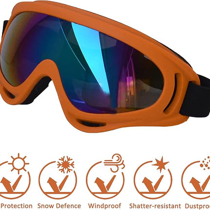 Large Dog Sunglasses With Adjustable Strap UV Protection, Windproof Puppy Eyewear, Suitable for Medium-Large Pets, Eyes Protection, Soft Goggles (Orange Frame)
