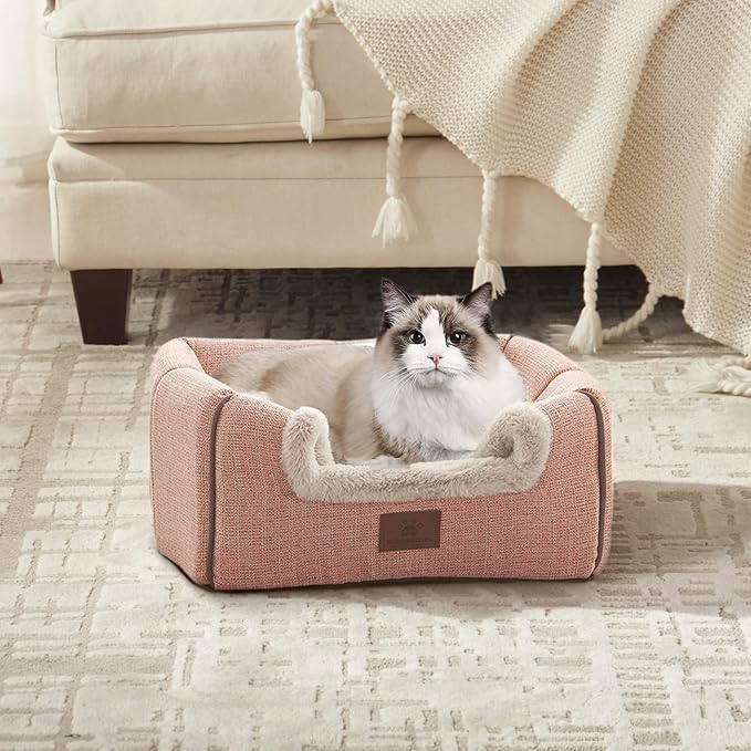 WINDRACING Cat Beds for Indoor Cats - Cat House Cats Tent with Removable Washable Cushioned Pillow, Soft and Self Kitten beds,Pet Bed((Large,Pink)