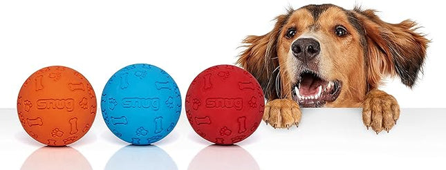 Snug Rubber Dog Balls for Small and Medium Dogs - Tennis Ball Size - Virtually Indestructible (3 Pack - Classic)