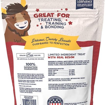 Natural Balance Limited Ingredient Rewards Crunchy Biscuits, Grain-Free Dog Treats for Adult Dogs of All Breeds, Sweet Potato & Bison Recipe, 14 Ounce (Pack of 1)