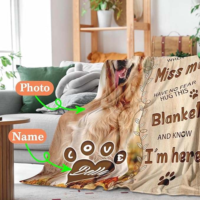 Pet Memorial Blanket Gift - Personalized Dog Memorial Blankets, Pet Sympathy Gifts for Loss of Dogs for Pets Lovers, Dog Bereavement Passing Away Gift, Custom Dogs Blanket