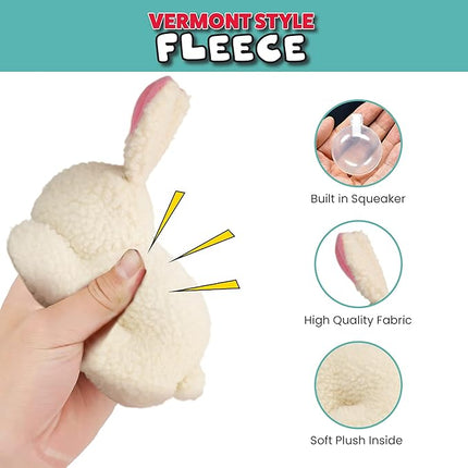 SPOT 6in Vermont Style Fleece Rabbit Dog Toy – Soft Comfort Plushie for Small Dogs & Puppies – Built-in Squeaker – Safe for Light Chewers – No Plastic Parts – Calming & Cuddly Pet Toy