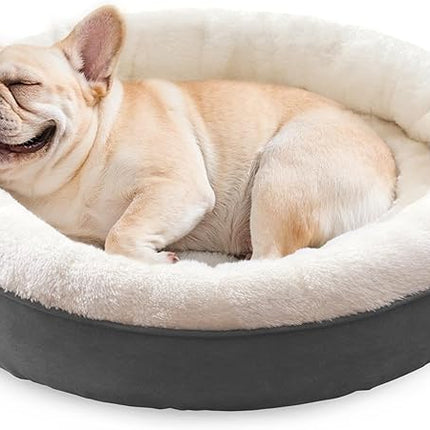Love's cabin Round Donut Cat and Dog Cushion Bed, 30in Pet Bed for Medium or Large Dogs, Anti-Slip & Water-Resistant Bottom, Soft Durable Fabric Pet beds, Washable Calming Cat Bed Dark Grey