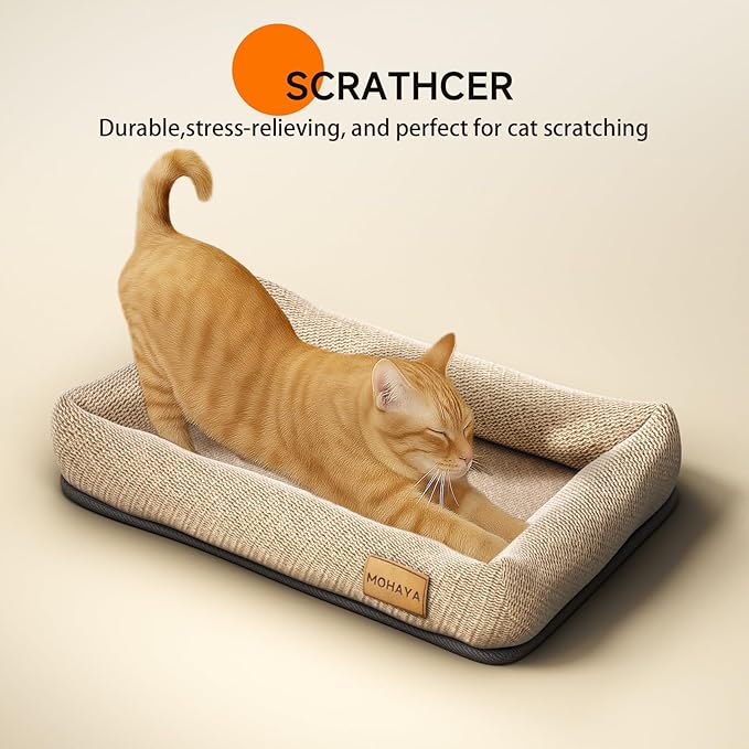 2-in-1 Pet Bed-M & Scratch Pad for Cats and Dogs – Breathable Jute & Cotton Dual-Layer Design, Durable Eco-Friendly Cat Lounger & Dog Bed with Cooling Comfort for Summer – Washable, Non-Slip