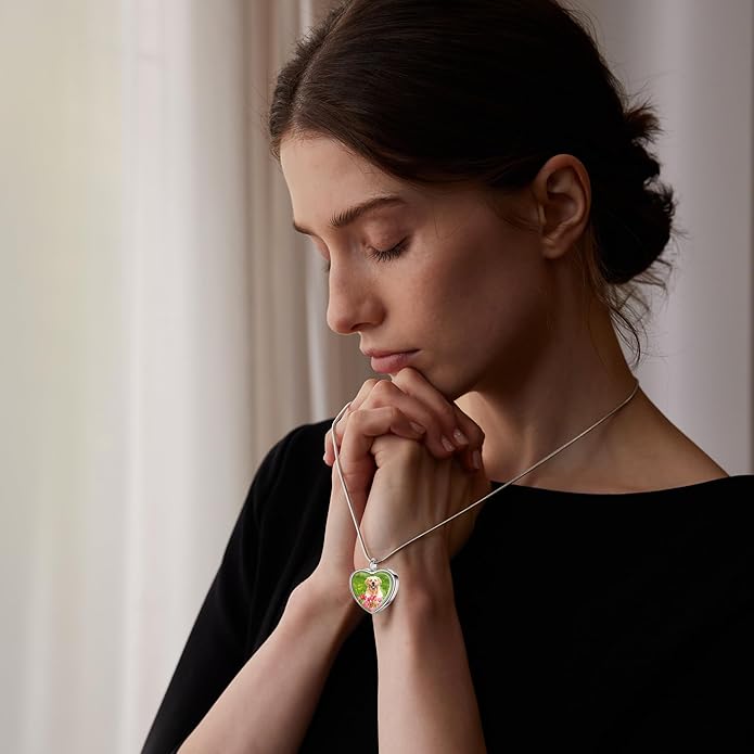 Fanery Sue Pet Ashes Necklace Cremation Jewelry Personalized Picture&Quote Memorial Gifts for Loss of Dog/Cat Urn Necklaces Pets Loss Sympathy Gift Keepsake for Women