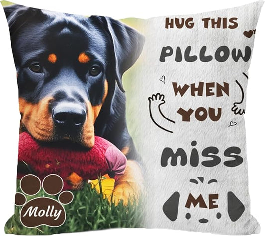 Personalized Pet Memorial Throw Pillow with Picture Dog Memorial Gifts for Dogs Loss of Dog Sympathy Gift Dog Bereavement Remembrance Picture Pillow (Style A)