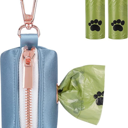 Lionet Paws Cute Dog Poop Bag Holder with Bag for Leash, Silk Dog Dispenser, Matching Collar