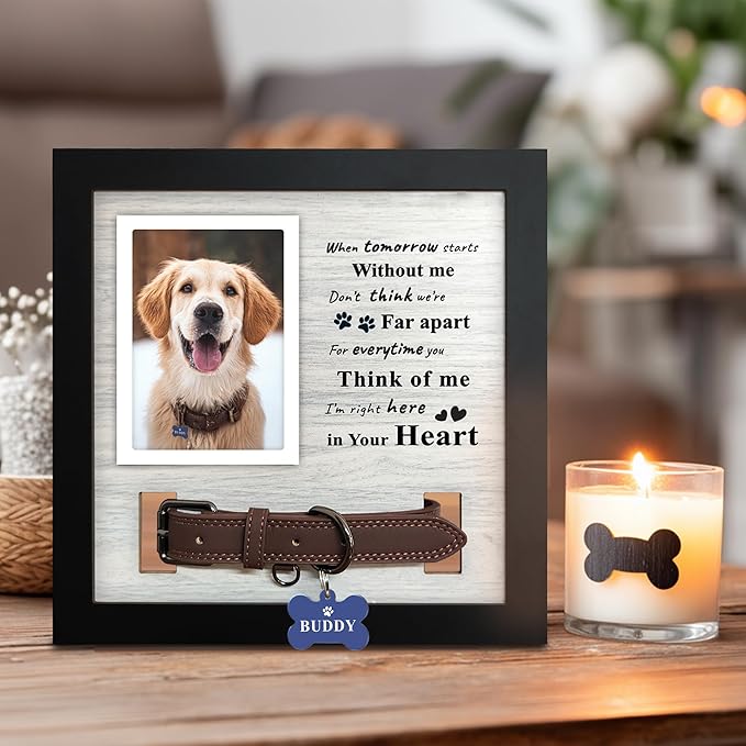 Dog Loss Gifts,Pet Memorial Frame with Collar Holder,Dog and Cat Collar Memorial Frame,Pet Memorial Gift for Dogs,Pets Loss Sympathy Gift for Pet Lover,Dog Moms-TSMW