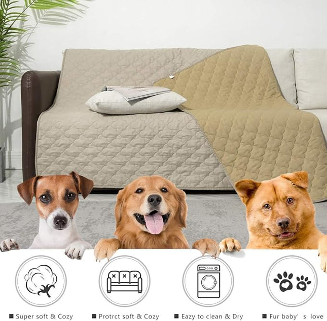 SPXTEX Dog Bed Cover Washable Pee Pads Dog Blankets for Puppy Large Dog Cat,Sofa Reversible Changing Pad Reusable 1 Piece（82"x102",Beige）