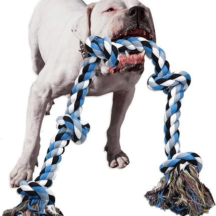Dog Toys for Aggressive Chewers Tough Rope Chew Toys for Large and Medium Dog 3 Feet 5 Knots Indestructible Cotton Rope for Large Breed Dog Tug of War Dog Toy Teeth Cleaning