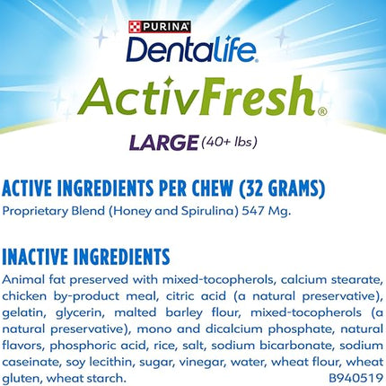 DentaLife ActivFresh Dog Chews for Large Dogs 40 lbs. and up, Dental Chews to Freshen Breath, Chicken Flavor, 24.1 oz., 21 Chews - 21 ct. Pouch