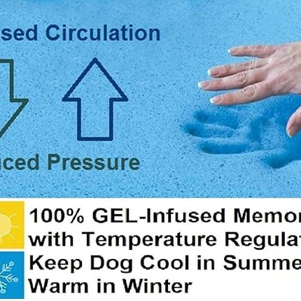 Dogbed4less Orthopedic Small Medium Cool Memory Foam Pet Dog Bed, Waterproof Liner with Khaki Microsuede Cover and Extra External Case 35X20X4 Inch