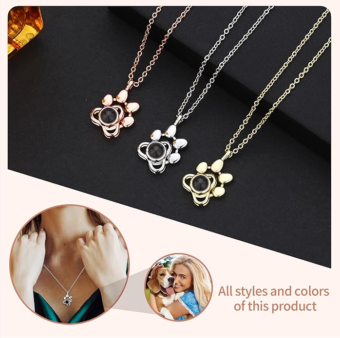 Easycosy Personalized Picture Necklace Projection Necklace with Photo Inside - Custom Photo Heart Pendant Necklace - Photo Gifts Valentines Birthday Love Memorial Gifts for Girlfriend Wife Women