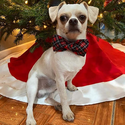 Elegant little tail Christmas Dog Collar, Pet Collar Plaid Soft with Comfy Bowtie Dog Collars Holiday Adjustable Pet Gift Collars for Small Medium Large Dogs