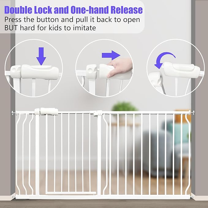 Walk Through Baby Gate 29-43.5 Inch Wide for Stairs Tension Pet Dog Gates Indoor for Doorways No Drilling Pressure Mounted Pet Gates for Kids