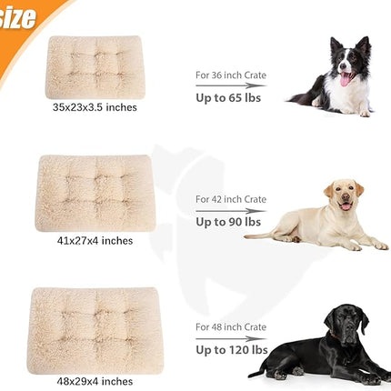 KSIIA Dog Crate Bed Washable Dog Beds for Extra Large Dogs Deluxe Plush Fluffy Comfy Thick Kennel Pad Anti-Slip & Anti-Scratch Pet Sleeping Mat, 41 x 27 Inch, Camel
